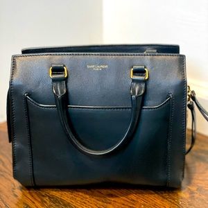 Ysl leather small/medium black satchel handbag & crossbody